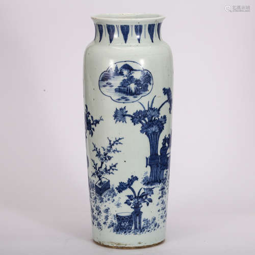 CHINESE BLUE WHITE PORCELAIN SLEEVE VASE