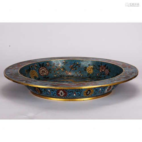 CHINESE LARGE CLOISONNE DRAGON BASIN