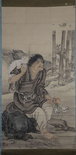 CHINESE INK AND COLOR SCROLL PAINTING