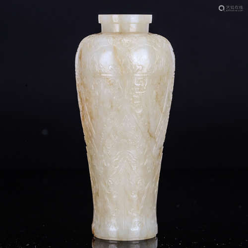 CHINESE WHITE JADE CARVED VASE