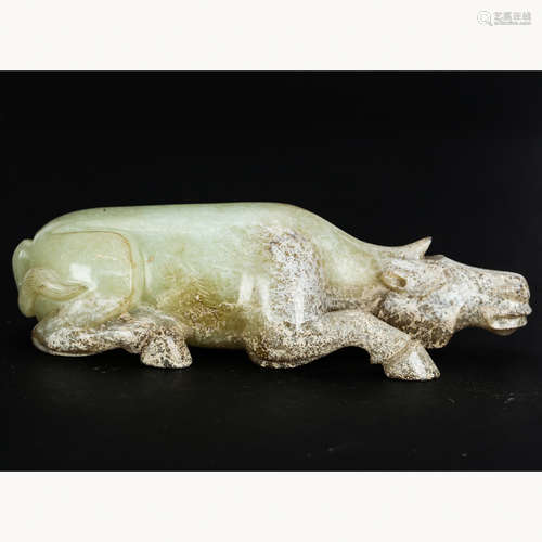 CHINESE ARCHAIC JADE WATER BUFFALO