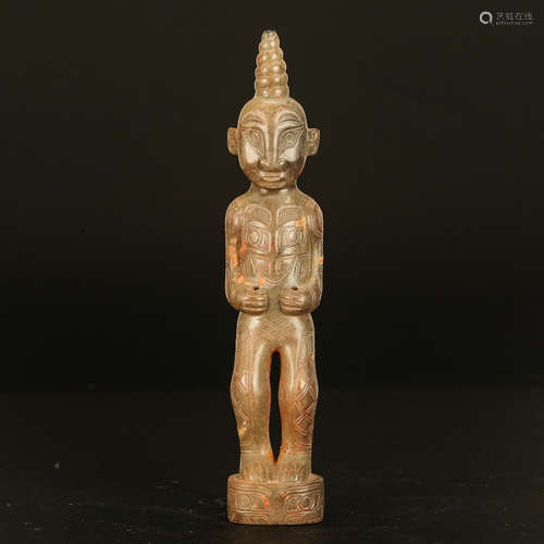 CHINESE ARCHAIC JADE FIGURINE