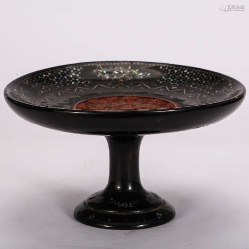 CHINESE LACQUER WOOD DRAGON TRAY