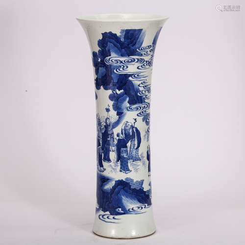 CHINESE BLUE WHITE PORCELAIN GU VASE