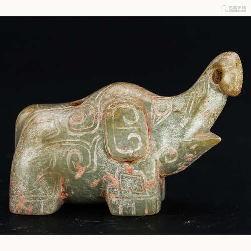 CHINESE ARCHAIC JADE ELEPHANT