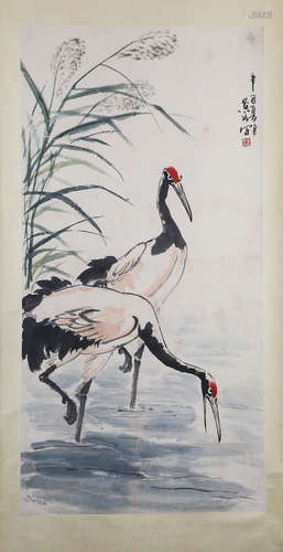 CHINESE INK AND COLOR SCROLL PAINTING