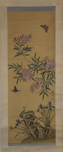 CHINESE INK AND COLOR SCROLL PAINTING