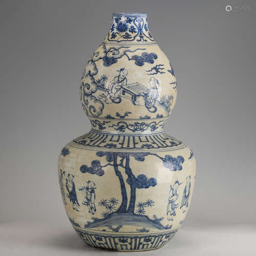 CHINESE BLUE WHITE PORCELAIN GOURD VASE