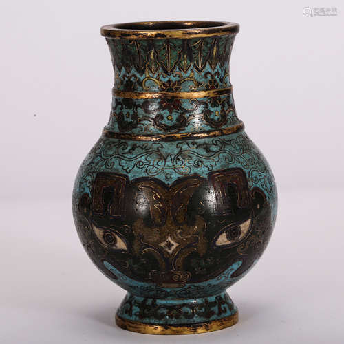 CHINESE CLOISONNE VASE WITH TAOTIE MASK