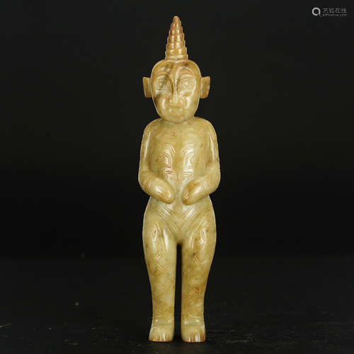 CHINESE ARCHAIC JADE FIGURINE