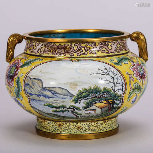 CHINESE BRONZE PAINTED ENAMEL JAR