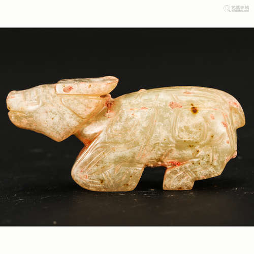 CHINESE ARCHAIC JADE WATER BUFFALO