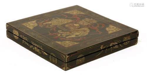 A Chinese compartment box of famille rose 'wu shuang pu' trays, 19th century, in the shape of ...