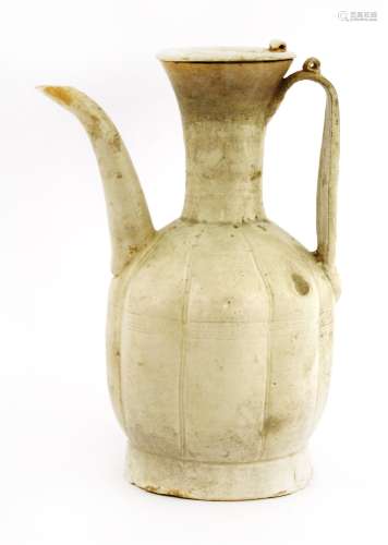 A Chinese qingbai ware ewer and cover, Song dynasty (960-1279), of lobed form on an everted foot, ...