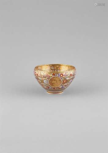 A FINE SATSUMA EARTHENWARE 'MILLE-FLEUR' BOWL, Meiji Period (1868-1912) signed with the mark of
