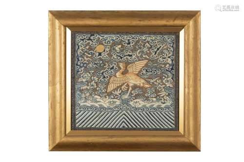 A FRAMED 'KESI' CIVIL OFFICIAL'S RANK BADGE (FOURTH GRADE), 19th century, woven as a duck with