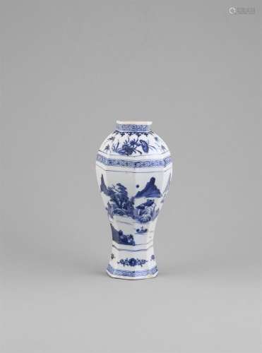 A BLUE AND WHITE FLAT-BACK WALL VASE, Qianlong (1736-1795), for the Dutch market. 24.5cm high