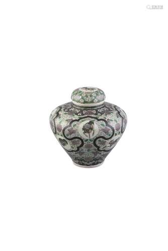 AN UNUSUAL FAMILLE NOIR OVOID TAPERING JAR AND COVER, 19th Century decorated with qilin and mythical