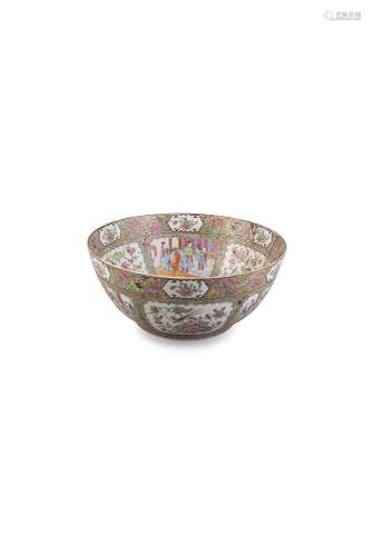 A LARGE CANTONESE PUNCH BOWL, mid 19th century, decorated in traditional palette, the interior