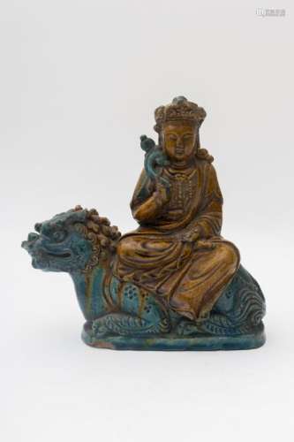 Guanyin China, antique work Varnished Sancai ston...