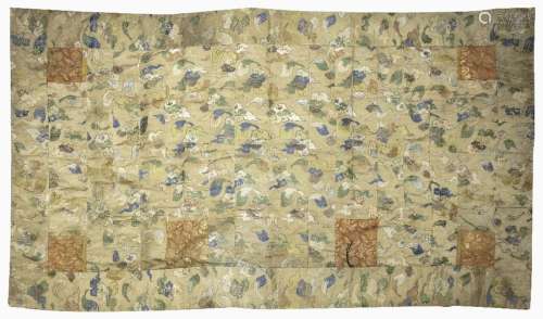 Large piece of silk With symbolic motif arranged ...