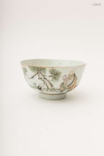 Chawan White porcelain with overglaze enamelled d...