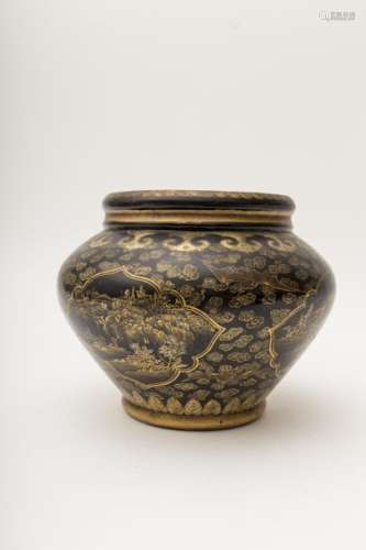 Large necked painted copper vase China, Qing dynas...