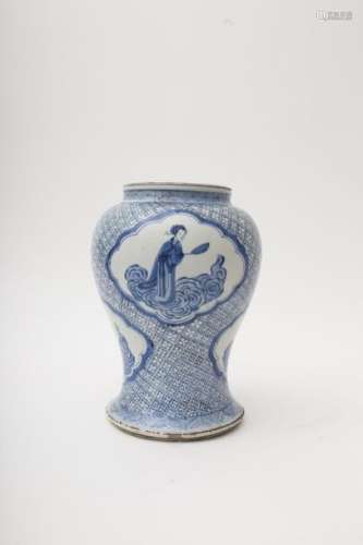 White blue baluster vase China, Qing dynasty Feat...