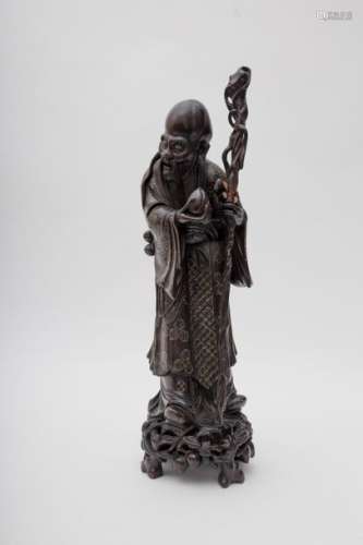 Carved wooden immortal China, Qing dynasty, 19th c...