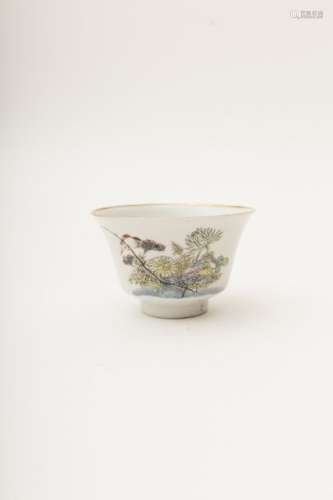 Chawan White porcelain with overglaze enamelled d...