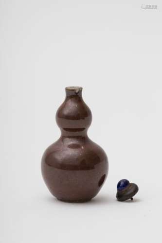 Snuff bottle with fired brown ceramic glaze China,...