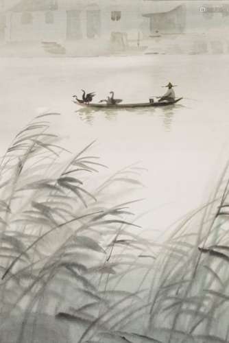 20th century Chinese school Landscape of reeds Vi...