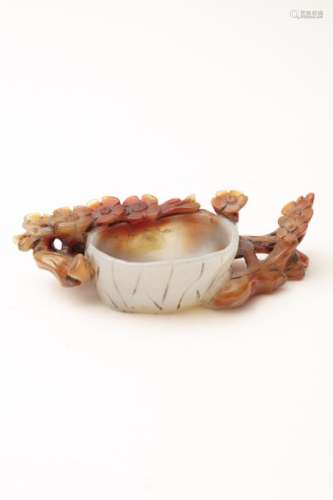 Agate paintbrush pot With twigs and flowers motif...