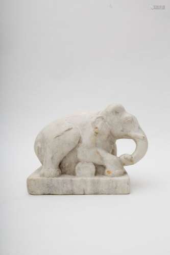 Elephant Tang In carved stone, on a stand. Tang s...