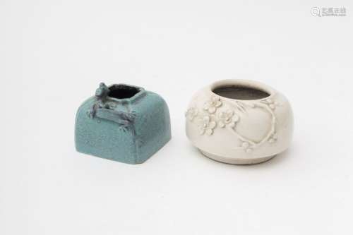Two stoneware inkwells China, Qing dynasty, 19th c...