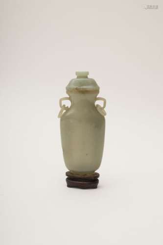 Soft green tinged jade vase with lid China, Qing d...