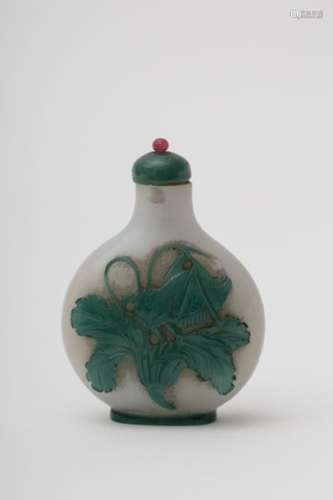 Green and white Beijing glass snuff bottle China, ...