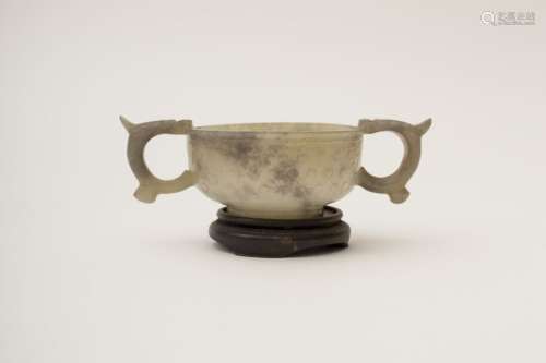 Grey jade marriage cup with ash spots China, Qing ...