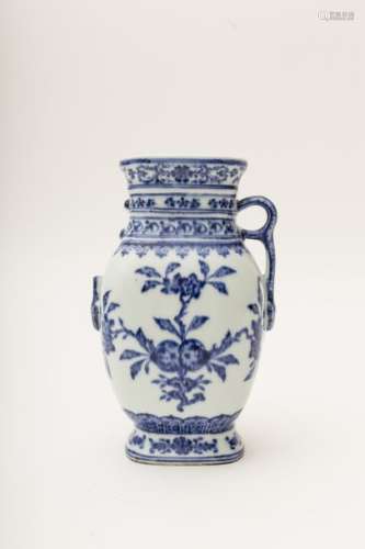 Oblong baluster vase Blue and white porcelain wit...
