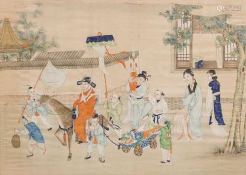 Chinese school, ca. 1850 War scene Painting on si...