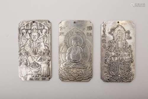 Three silver plaques China, Qing dynasty, late 19t...