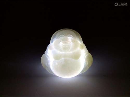 Chinese jadeite carved pendant in shape of Maitreya.