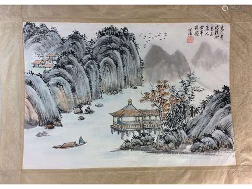 Fine Chinese painting leave, water color and ink on paper.