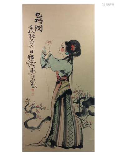 Chinese hand painted hanging scroll.