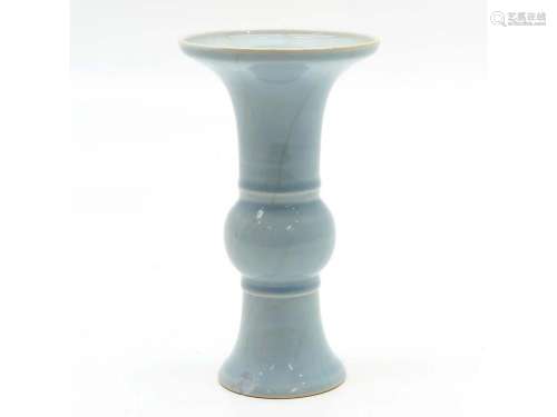 Rare Chinese porcelain vase with sky blue glaze six-character mark on base.