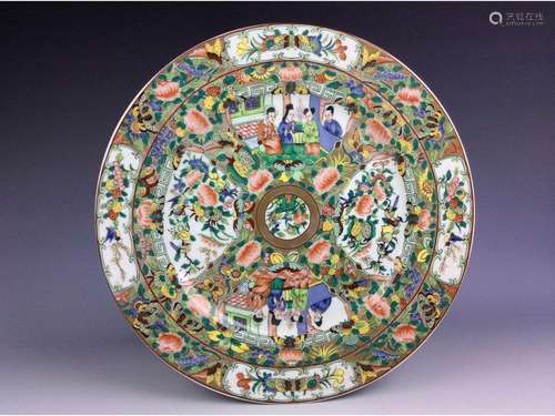 Export Chinese porcelain plate, famille rose glazed, decorated and marked.