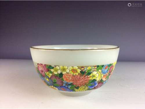 Chinese Peking glass bowl with flowers