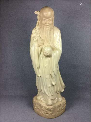 Vintage Chinese White glaze porcelain statue of immortal of longevity