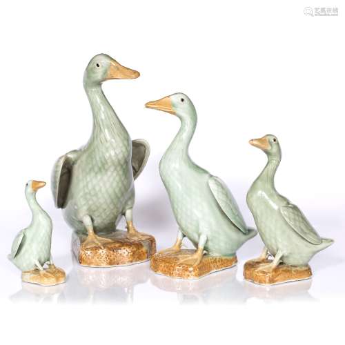 Set of four graduated celadon ducks Chinese, early 20th Century largest 21cm