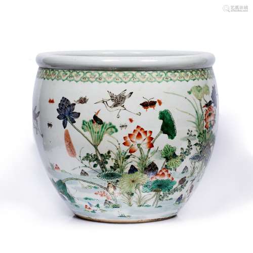 Famille verte fish tank Chinese, 19th/early 20th Century painted in enamels with birds,
